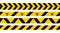 Barrier tape seamless pattern, warning fence, biohazard, movement restriction, yellow black stripes