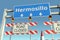 Barriers at Hermosillo city traffic sign. Lockdown in Mexico conceptual 3D rendering