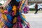 Barrington, IL/USA - 10-05-2019:  Closeup of  colorful traditional latino folk dancers dress in a parade