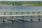 Barron Collier Bridge and Gilchrist Bridge in Florida with moving traffic. Transportation infrastructure in Charlotte