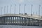 Barron Collier Bridge and Gilchrist Bridge in Florida with moving traffic. Transportation infrastructure in Charlotte