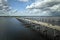 Barron Collier Bridge and Gilchrist Bridge in Florida with moving traffic. Transportation infrastructure in Charlotte