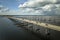 Barron Collier Bridge and Gilchrist Bridge in Florida with moving traffic. Transportation infrastructure in Charlotte