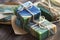 Bars of handmade natural soap with herbs and flowers, AI Generated