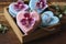 Bars of handmade natural soap with herbs and flowers, Valentine\\\'s day gift, AI Generated