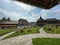 Barsana, Maramures, May the 1st, 2021: The view of Barsana Monastery courtyard