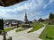 Barsana, Maramures, May the 1st, 2021: The view of Barsana Monastery courtyard