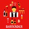 Bartender with cocktails. Profession flat concept