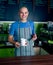 Bartender holding coffee cup