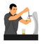 Bartender pouring beer for client  illustration isolated on white background. Dispensing beer in bar from metal spigots.