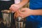 Bartender preparing mocktail beverage