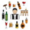 Bartender profession, cocktails and drinks