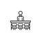 Bartender standing at the bar counter line icon