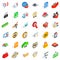 Barter trade icons set, isometric style