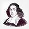 Baruch Spinoza vector sketch portrait isolated