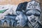 Barysh, Russia -15 NOV 2019: graffiti street art painting human face