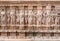 Bas-relief at famous ancient Ranakpur Jain temple in Rajasthan, India