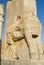 Bas-relief of a lion at the Gate of Nations of Persepolis in Shiraz, Iran.