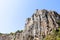 basalt cliff in Garni gorge in Armenia in autumn