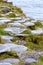 Basalt columns path in the rain, at the Giants Causeway and Cliffs, Northern Ireland