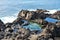 Basalt Pools at water`s edge, Lava beach