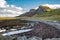 The basalt rocks at the famous Dinosaur bay at Staffin on the isle of Skye, Scotland