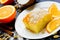 Basbousa (Namoora) - Egyptian semolina cake with orange sugar syrup and spices