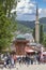 Bascarsija square with Sebilj wooden fountain in Old Town Sarajevo