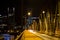 Bascule bridge across the river in the night lighting