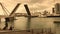 Bascule bridge opening upwards in Auckland City