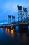 Bascule highway bridge on I-5 Interstate Portland Oregon