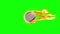 base ball fire green background loop animation
