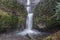 Base and bridge of Multnomah Falls in Columbia River Gorge, Oregon