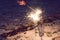 Base festive bright sparks bengali fire christmas design copy space on snow background