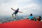 A BASE jumpers in jumps off from KL Tower.