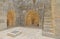 Base of the Ottoman minaret in the Tower of David courtyard in Jerusalem