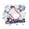 Baseball ball breakthrough broken wall. logotype for header design -