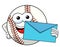 Baseball ball character mascot cartoon envelope vector isolated