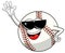Baseball ball character mascot cartoon sunglasses greeting vector isolated