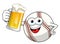 Baseball ball character mascot cartoon vector beer mug isolated