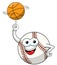 Baseball ball character mascot cartoon vector spinning basketball ball isolated