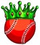 Baseball Ball in Golden Royal Crown. Concept of success in baseball sport. Baseball - king of sport.