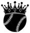 Baseball Ball in Golden Royal Crown. Concept of success in baseball sport. Baseball - king of sport. black silhouette