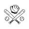 Baseball Ball icon Vector baseball bat glove sport symbol illustration doodle