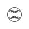 Baseball ball line icon, outline vector sign, linear style pictogram isolated on white.