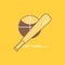 baseball, basket, ball, game, fun Flat Line Filled Icon. Beautiful Logo button over yellow background for UI and UX, website or