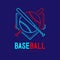 Baseball with bat and home plate logo icon outline stroke set dash line design illustration