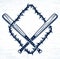 Baseball bats crossed vector criminal gang logo or sign.