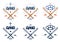 Baseball bats crossed vector criminal gang logos or signs set.