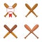 Baseball bit icon set, cartoon style